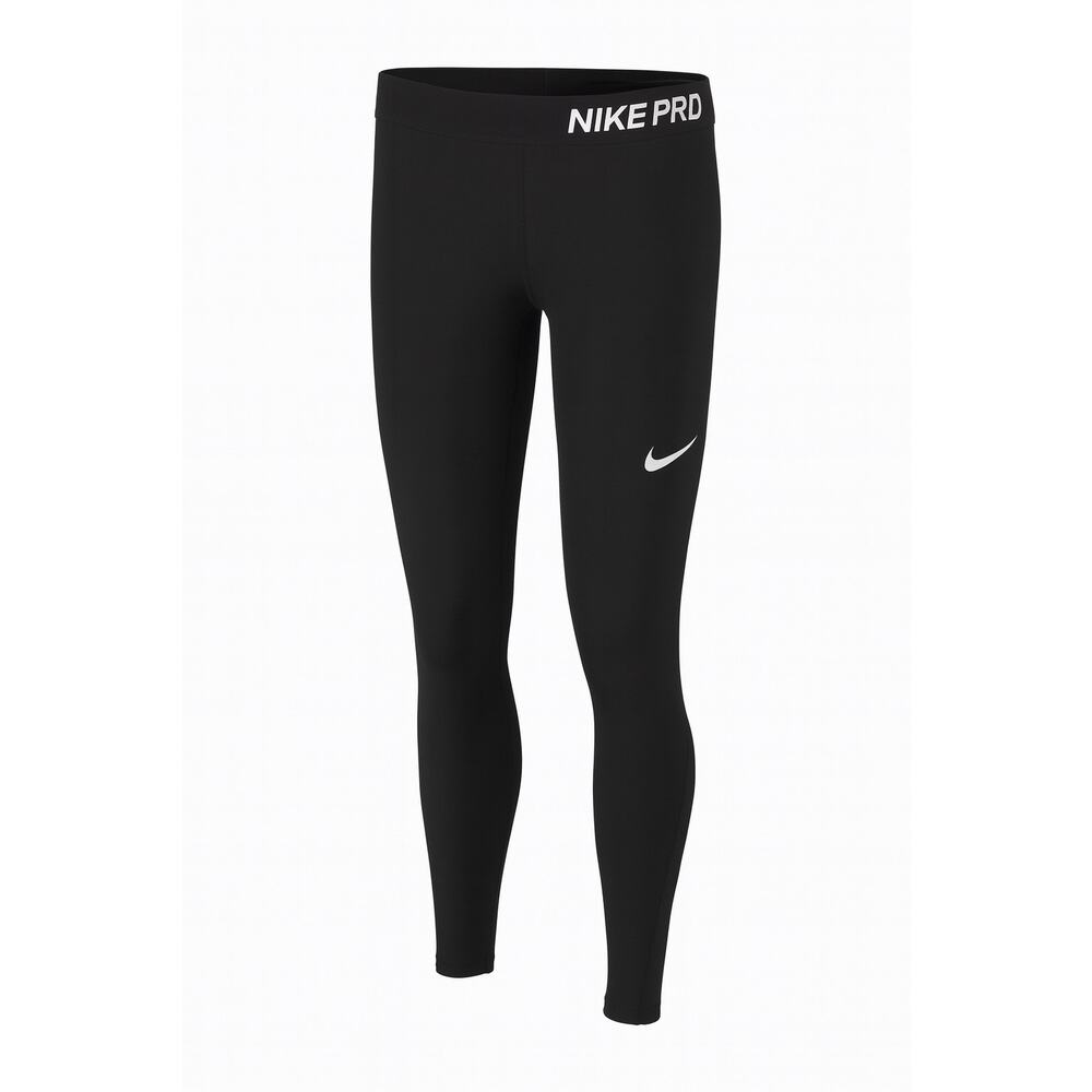 Nike Pro Dri-FIT Black Workout Gym Leggings Women’s Large white check logo